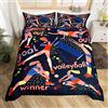 Loussiesd Set copripiumino da pallavolo per sport set di biancheria da letto 3D per ragazzi e ragazze, bambini, adolescenti giochi competitivi rosso giallo copriletto copertura singola