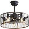 Caufloce 50cm Lampadario Con Ventilatore Da Soffitto E Telecomando, Retro Smart Reversibile Nero Lampadario Ventilatore Timer Silenzioso E27 Luce Con Ventilatore Industrial Dc Design Per Salotto