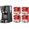 Lavazza, A Modo Mio Macchina per Caffè Tiny Eco Nera con 64 Capsule Qualità Rossa Incluse, Macchina per Espresso in Plastica Riciclata, 1450 W, 220-240 V, 50/60 Hz, 0.6 Litri