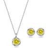 immobird Collana Orecchini Donna Set in Argento Sterling 925 di Rosegold Rosa Fiore Ciondolo con Citrino Pietra Portafortuna Per Festival Regalo