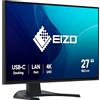 EIZO FlexScan EV2740X-BK - Monitor da 68,5 cm (27 pollici) (USB-C (94 W PD), DisplayPort, HDMI, hub USB, RJ-45 LAN, switch KVM, tempo di risposta 5 ms, 3840 x 2160 (4K UHD), nero