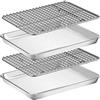 Umiten Set di teglia e griglia in acciaio inox, 30,5 x 25,4 x 2,5 cm, include 2 fogli + 2 ripiani, lati profondi, lavabile in lavastoviglie