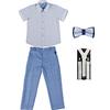 HONGBI Completo da Ragazzo 4 Pezzi Abito Elegante da Cerimonia per Bambino,Completo Camicia e Pantaloni a Quadri per Bambini e Ragazzi,Abbigliamento per Il Tempo Libero o Abito da Festa di Nozze 13-14 Anni