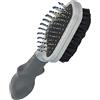 FURminator Spazzola doppia per cani e gatti, spazzola 2 in 1 per la cura del pelo per rimuovere nodi, peli sciolti e sporco, grigia