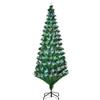 HOMCOM Albero di Natale 180cm con 230 Luci a LED e Fibre Ottiche Colorate, 230 Rami in PVC Ignifughi e Base in Metallo|Aosom