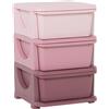 HOMCOM Cassettiera in Plastica Colorata per Cameretta con 3 Cassetti, Arredamento Casa e Asilo 37x37x56.5cm Rosa|Aosom