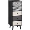 HOMCOM Mobile Cassettiera 5 Cassetti Fantasia Geometrica, Arredamento Moderno Camera e Ingresso, 39.5x39.5x110cm Nero Grigio