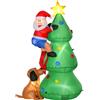 HOMCOM Albero di Natale Gonfiabile 180cm con Babbo Natale, Cagnolino e Luci LED, Decorazione Natalizia da Esterno|Aosom