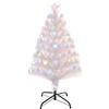 HOMCOM HOMCM Albero di Natale Artificiale con 90 Luci LED Colorate e Fibre Ottiche, 90 Rami, Base in Metallo Pieghevole, Φ50x90cm, Bianco|Aosom