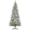 HOMCOM Albero di Natale Artificiale Innevato con 250 Luci LED Colorate, 829 Rami e Base Pieghevole, Φ112x210cm, Verde|Aosom