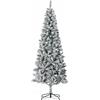 HOMCOM 210cm Albero di Natale Pino artificiale rivestito in floccaggio bianco con rami 631, base pieghevole rimovibile|Aosom