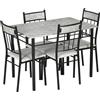 HOMCOM Set Tavolo e Sedie 5pz, Tavolo da Pranzo Rettangolare in Metallo e MDF e 4 Sedie da Pranzo con Seduta Imbottita in Gommapiuma e Poliestere