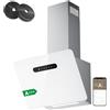 Ciarra A+++ Cappa Aspirante 60cm 650 m³/h - APP WiFi Connessa - Cappa Inclinata - 3 Velocità - Filtri al Carbone Inclusi - Evacuazione o Riciclaggio - Bianco -CBCW6736K
