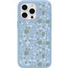 OtterBox Custodia trasparente per iPhone 15 Pro Max (Only), serie Symmetry - Dawn Floral (blu), si aggancia a MagSafe, ultra sottile, bordi rialzati per proteggere fotocamera e schermo