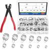 Glarks 121 clip a molla in 12 misure da 7 a 22 mm, in silicone per carburante, morsetti a bassa pressione, kit assortito con pinza Clic-R