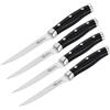Lagostina Set 4 Coltelli Bistecca Forgiati, Inossidabile, Manicatura Ergonomica, Nero e Acciaio, Lunghezza Lama 12 cm