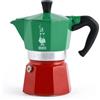 Bialetti Caffettiera Moka Express Tricolore, 6 Tazze, Manico anti scottatura, Non adatta a induzione, 6 Tazze (250 ml), Alluminio