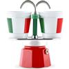 Bialetti 6196 Caffettiera Mini Express Italia 2 Tazze + 2 Bicchierini, Alluminio, 2 Cups