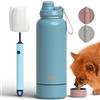 Miracle Pets Borraccia Cane Portatile - Bottiglia Termica 1 Litro da Viaggio - Abbeveratoio e Ciotola Portatile - Accessori Cane (Maya Blue) Spazzola di Pulizia …