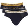 Emporio Armani Underwear Men's 3-Pack Mixed Waistband Brief, Slip Boxer Uomini, Marine/Marine/Marine,