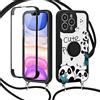 ZhuoFan Custodia con Cordino per Samsung Galaxy A52 (5G)/A52s 5G 6,5, Supporto Anello Rotante Magnetico a 360 Gradi con Protezione per Schermo Integrata Silicone Antiurto Protettiva Cover, Panda