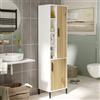 LBSIGN Colonna Bagno Multiuso Armadietto 45x36x174H Rovere E Bianco Flora