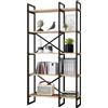 LBSIGN Libreria Industrial 2 Sezioni E 5 Ripiani Ferro E Legno 87x30x175 Voyage