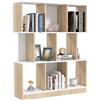 HOMCOM Libreria Moderna con 8 Scomparti in Legno, Bianca e Rovere, 100 x 30 x 124 cm