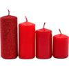 Dekohelden24 Candele a pilastro a gradini, candele dell'Avvento, in tonalità rosse, non profumate, 4 misure - H 5 - 10 cm, Ø 4 cm, 280 g