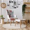 DEGHI Poltrona scandinava in tessuto patchwork multicolor rosa con poggiapiedi - Copenaghen