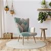 DEGHI Poltrona scandinava in tessuto multicolor patchwork celeste - Copenaghen