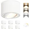 YindaLux 6x 3CCT Faretti LED Soffitto Orientabile - Ø80x50mm Extra Piatto & Inclinabile a 30° - 5W 500LM - Con modulo LED incluso - Alluminio - Dimmerabile Faretto LED Interno（Bianco）