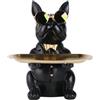 XYQXYQ Statua di bulldog multifunzione, vassoio decorativo per cani in resina, contenitore creativo per cani, portachiavi applicabile, per riporre collane, bracciali, sculture decorative