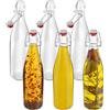 HEFTMAN Bottiglie in vetro con tappo, 500 ml, confezione da 6 bottiglie trasparenti con tappo ermetico per vino, condimenti, bevande, olio, aceto, kombucha e acqua, 6 pezzi (500 ml)