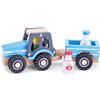 Woet® Trattore con Rimorchio Giocattolo in Legno per Bambini - Con Balle di Fieno - Set Veicolo da Fattoria - Giocattolo di Imitazione - A Partire da 2 Anni