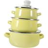 PRETYZOOM Set di Pentole Decorative in Smalto Vintage da 3 Pezzi con Manici Facili da Impugnare per Cucinare sui Fornelli