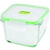 GIO'STYLE Contenitore per Alimenti in Vetro - 0,8L Alto - Chiusura Ermetica - Quadrato - Made in Italy - Adatto a Frigorifero, Freezer, Microonde - Linea 2 in 1 Vetro
