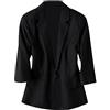 Generic Giacca casual da donna con tre maniche a quarti, tinta unita, calda e sottile, larga, alla moda, Nero , M