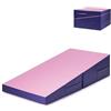 COSTWAY Materassino Ginnastica Inclinato, Tappetino Inclinato a Forma di Cuneo con Maniglia, Tappetino Ginnastica Pieghevole per Allenamenti a Casa Aerobica Fitness Palestra (Rosa e viola)