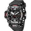 Boosns Orologio da Uomo Digitale Sportivo Outdoor Analogico Quarzo LED Elettronico Doppio Tempo Plastica Orologi da Polso e Cinturino Gomma (Bianco e nero)