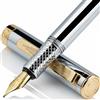 Scriveiner Stilografica (Fine) di lusso, penna tascabile pesante con finitura Placcato in Vero Oro, Placcato in Vero Oro Pennino, convertitore, regalo per uomini e donne, penna di design per l'ufficio