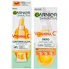 Garnier SkinActive Siero Viso Anti-Macchie Vitamina C con Niacinamide e Acido Salicilico 30ml + Crema Contorno Occhi Illuminante Anti Occhiaie Formula Vegana con Caffeina e Polvere di Banana 15ml