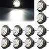 LeKaufen 10 pezzi 3/4 auto rotondo LED luci laterali 1,9 cm luci laterali indicatore 12V 24V luci di posizione per camion camion rimorchio camper caravan (bianco)