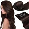 LaaVoo Extension Clip Capelli Veri, Castano Scuro, 60cm 150g 7pcs, Capelli Naturali, Lunga Durata, per Cerimonie Importanti, Colore 2