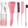 LORSEX Spazzola per Capelli Con Flacone Spray 200 ml, Districante per Capelli Naturali Afro 3-4 C, Crespi, Ondulati, Ricci, 3 Spazzole Toupier a Doppio Bordo