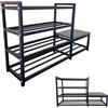 MAKA change your life quality MAKA Scarpiera Salvaspazio Slim, in Metallo Nera, Scarpiera Ingresso, Organizer Scarpe Diverse Misure, Scaffali Portascarpe, Panca Scarpiera con Seduta, Scarpiera (98 cm + 3 ripiani + panca)