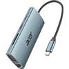 Acer HUB USB C, Adattatore USB C con HDMI 4K a VGA, Ethernet Gigabit, 100W PD, Lettore di Schede SD/TF, 3 USB, Docking Station typo C per MacBook, Laptop, PC
