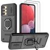 DERHAN Cover per Samsung Galaxy A04S / A13 4G / A13 5G con Vetro Temperato [2 Pezzi], Custodia Antiurto con Protezione Fotocamera e Supporto - Nero