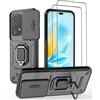 DERHAN Cover per Honor 200 Lite con Vetro Temperato [2 Pezzi], Custodia Antiurto con Protezione Fotocamera e Supporto - Nero