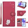 ONETHEFUL Cover Compatibile con Samsung Galaxy A55 5G Premium Pelle PU Portafoglio Flip Libro Wallet Magnetica Porta Carte Protettiva Funzione Supporto e Caso rosso